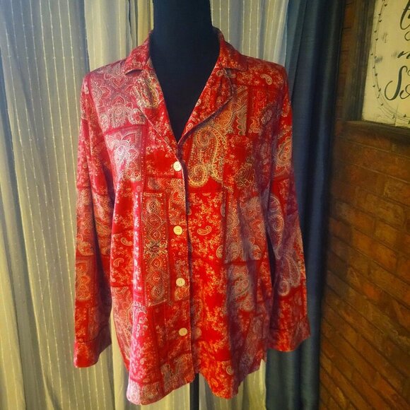 Lauren Ralph Lauren Tops - Ralph Lauren Women's Cotton Blend Red/Cream Paisley Pajama Top - Size M